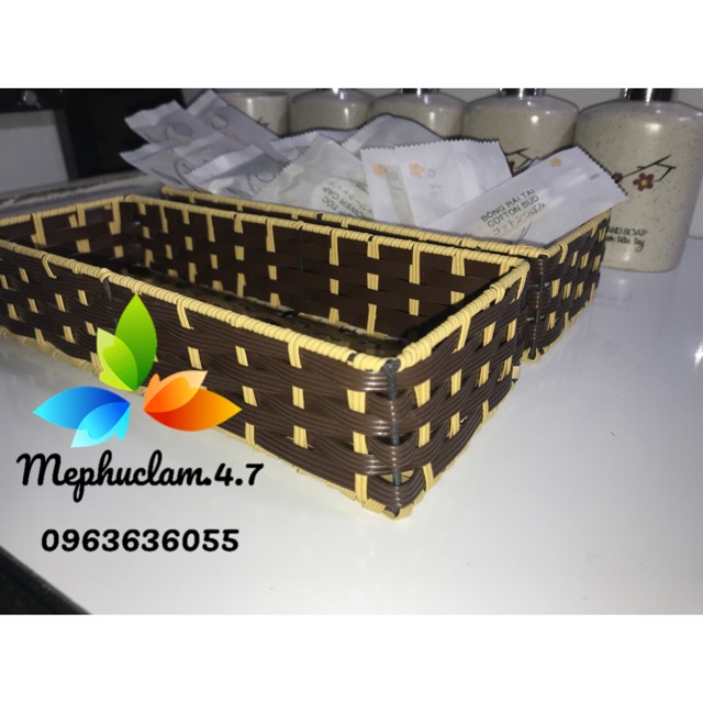 Khay nhựa giả mây 10x25x5cm