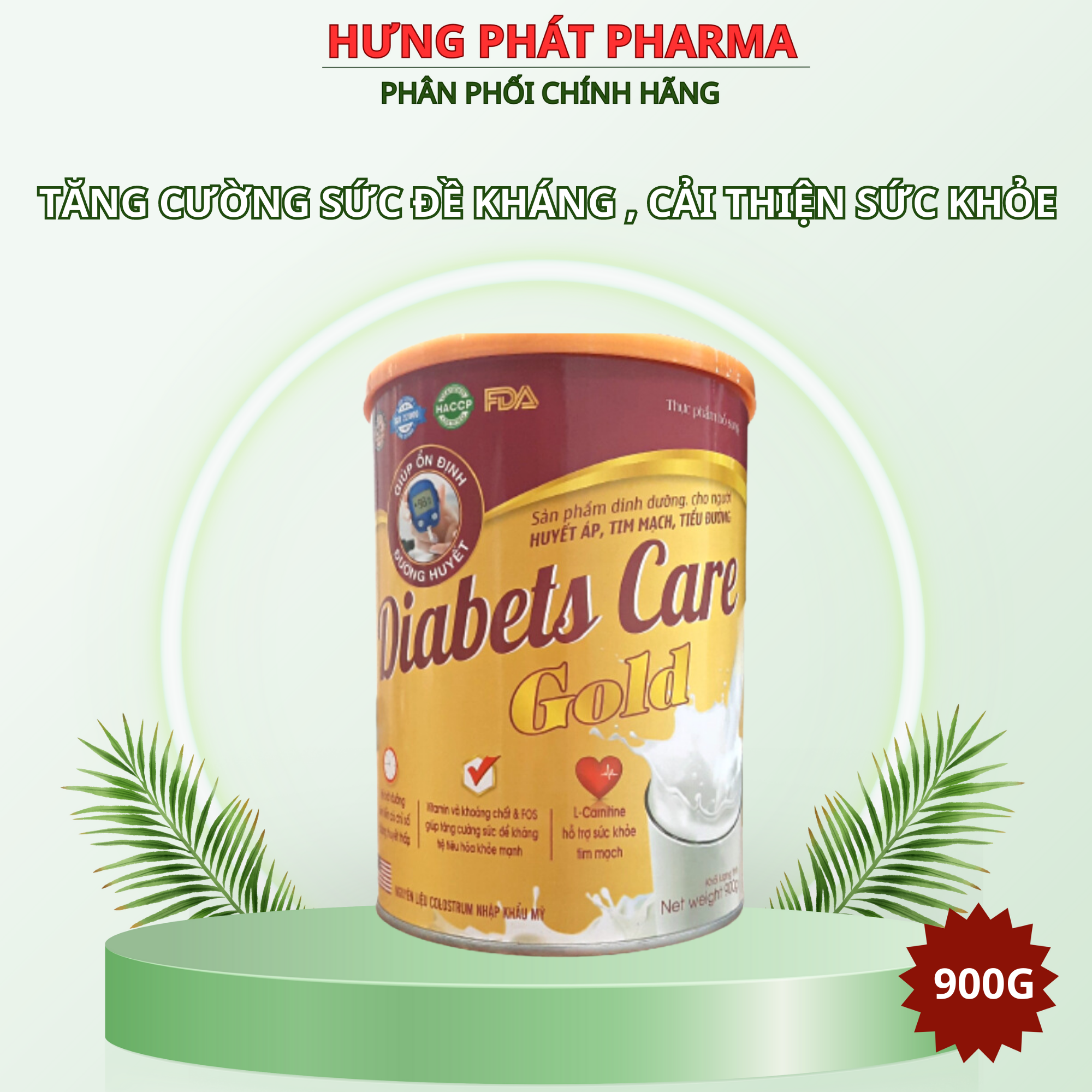 Sữa tiểu đường 900g Diabets Care Gold dành cho người huyết áp, tiểu đường, tim mạch
