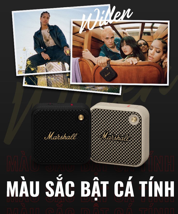 Marshall Willen Portable Bluetooth Speaker, Black & Brass