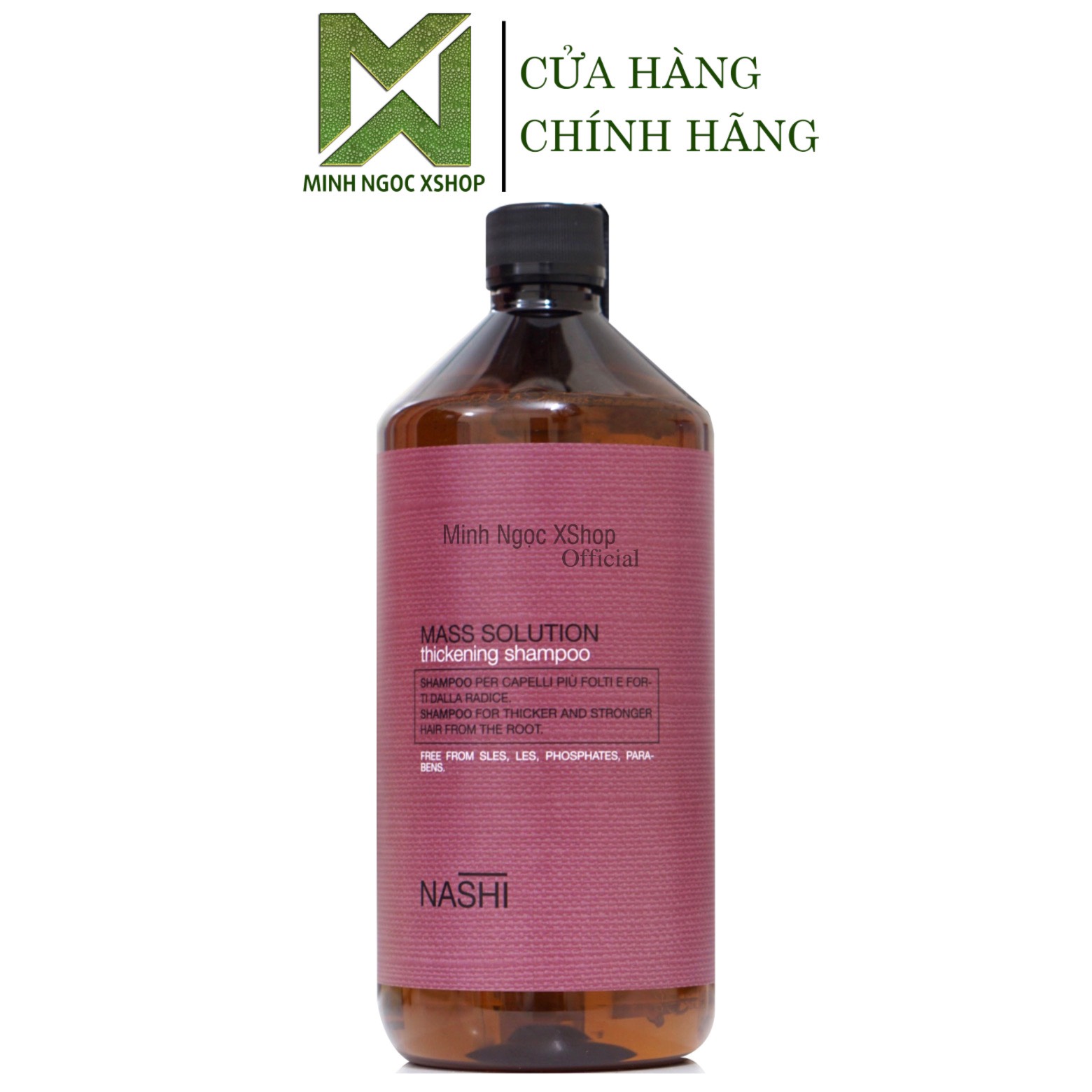 Dầu gội dành cho tóc mỏng, rụng, hư tổn Nashi Argan Mass Solution 1000ML