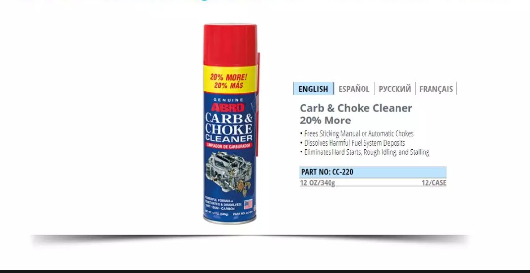 Chai Xịt Súc Bình Xăng Con Abro Carb & Choke Cleaner (400ml)