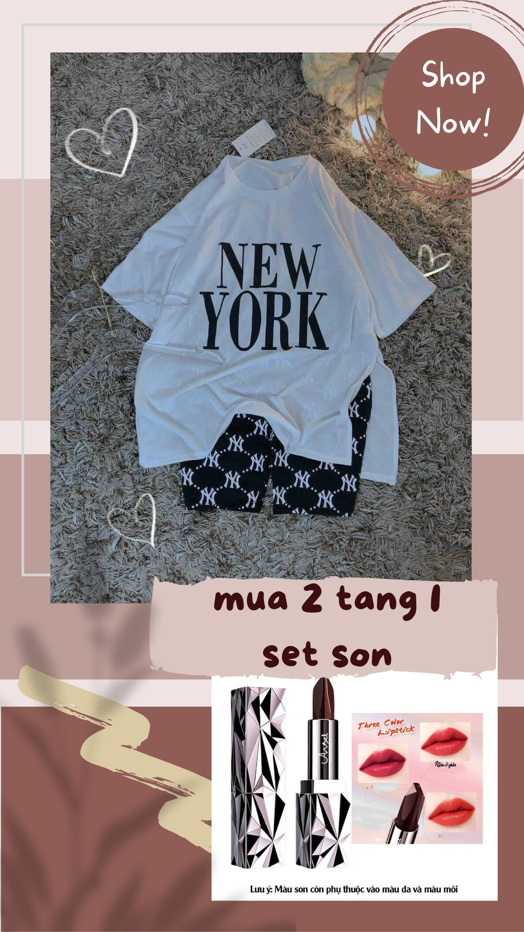 SET BỘ NEWYORK XẺ TÀ HOTHIT ( ƯU ĐÃI KHI MUA 2 MÓN BẤT KÌ TẶNG 1 SON BA MÀU!!!)