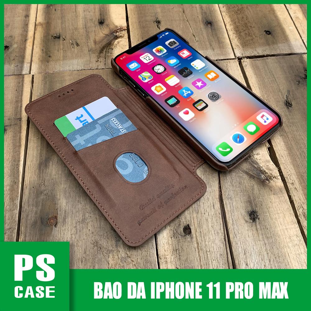 Bao da kiêm ví dành cho iPhone 11 Pro Max - màu nâu - PS Case Phân Phối