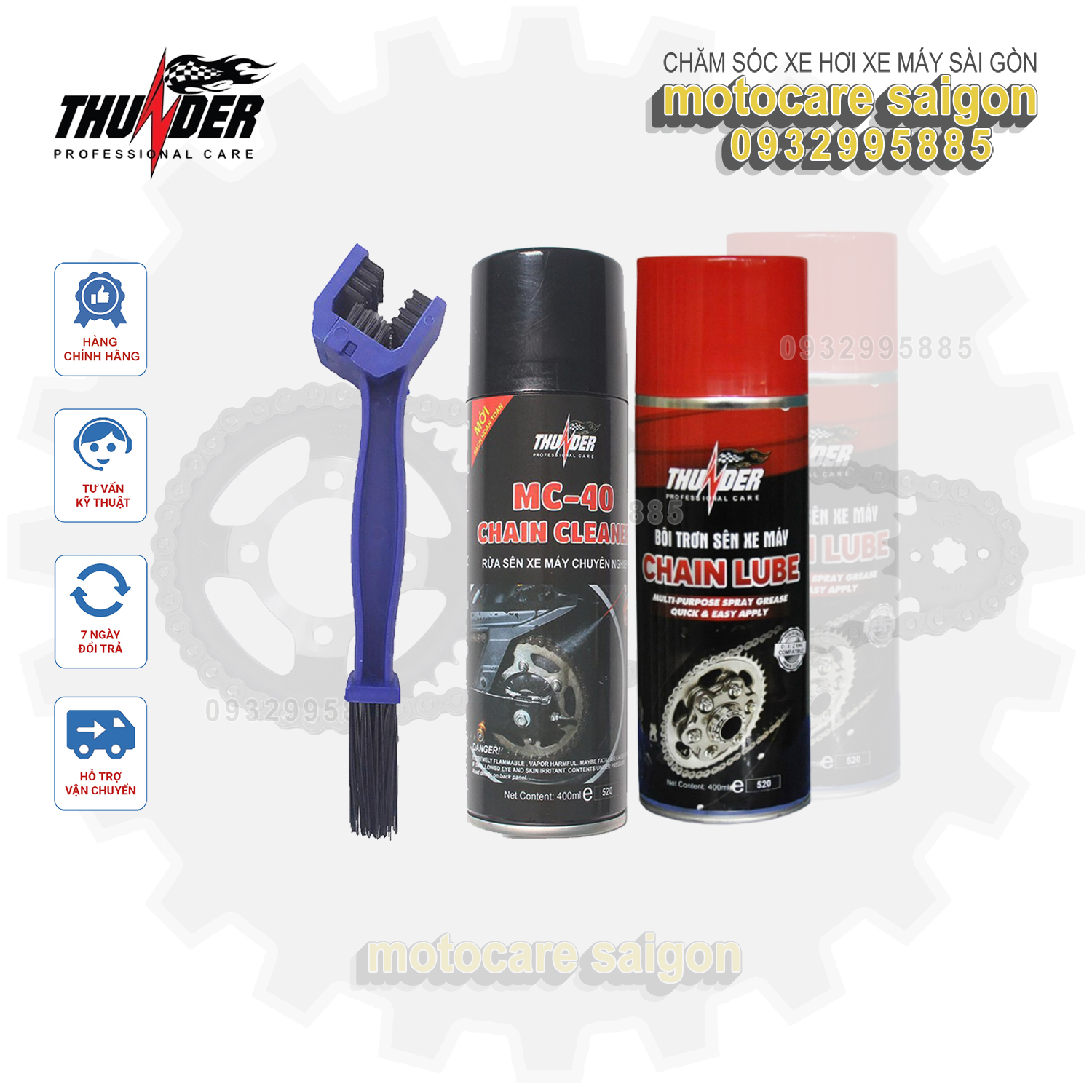 Bộ Sản Phẩm Dưỡng sên thunder ,Rửa sên Thunder, Bàn chải 3d
