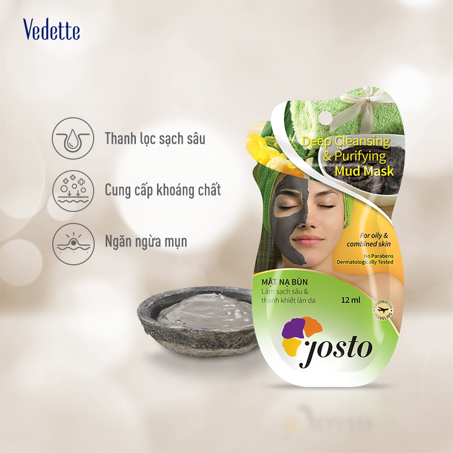Mặt Nạ Đất Sét Bùn Non JOSTO 12ml - LÀM SẠCH & THANH KHIẾT LÀN DA