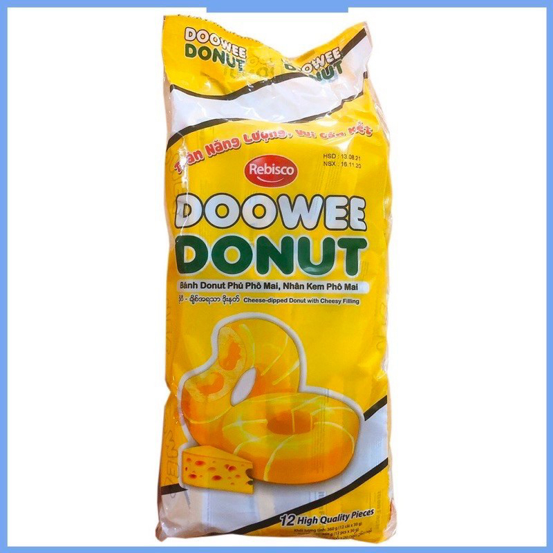 Bánh Donut Doowee Kem Mix Vị 12 cái*360gram
