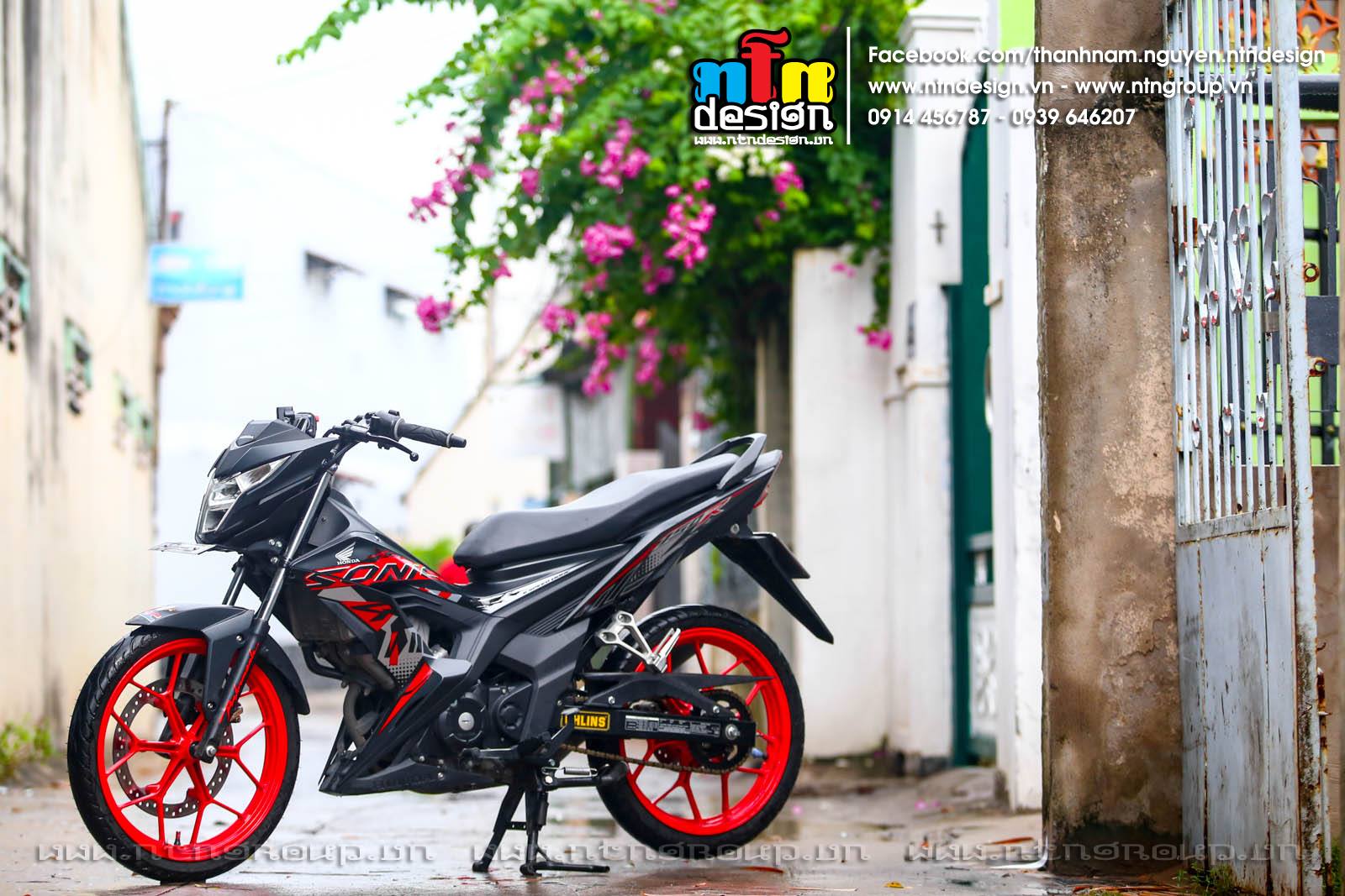Tem rời dán xe sonic mẫu zin đỏ đen xám 150r cực đẹp, hàng 3 lớp chất lượng cao