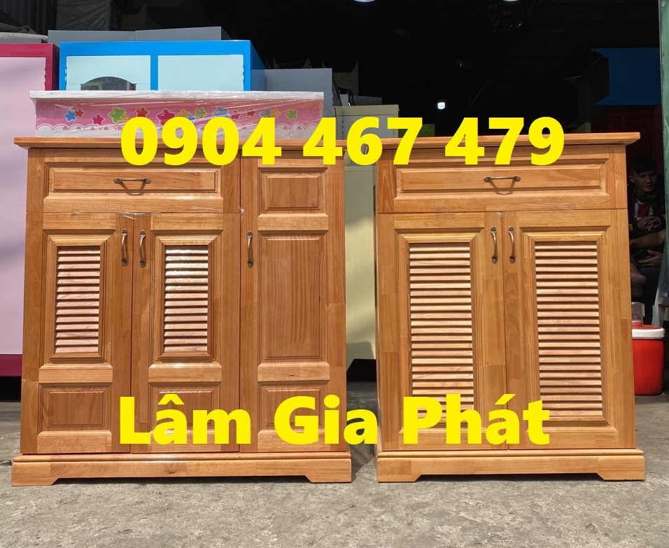 Tủ giày gỗ thông màu cánh gián rộng 1m mới 100% có ngăn để mũ bảo hiểm