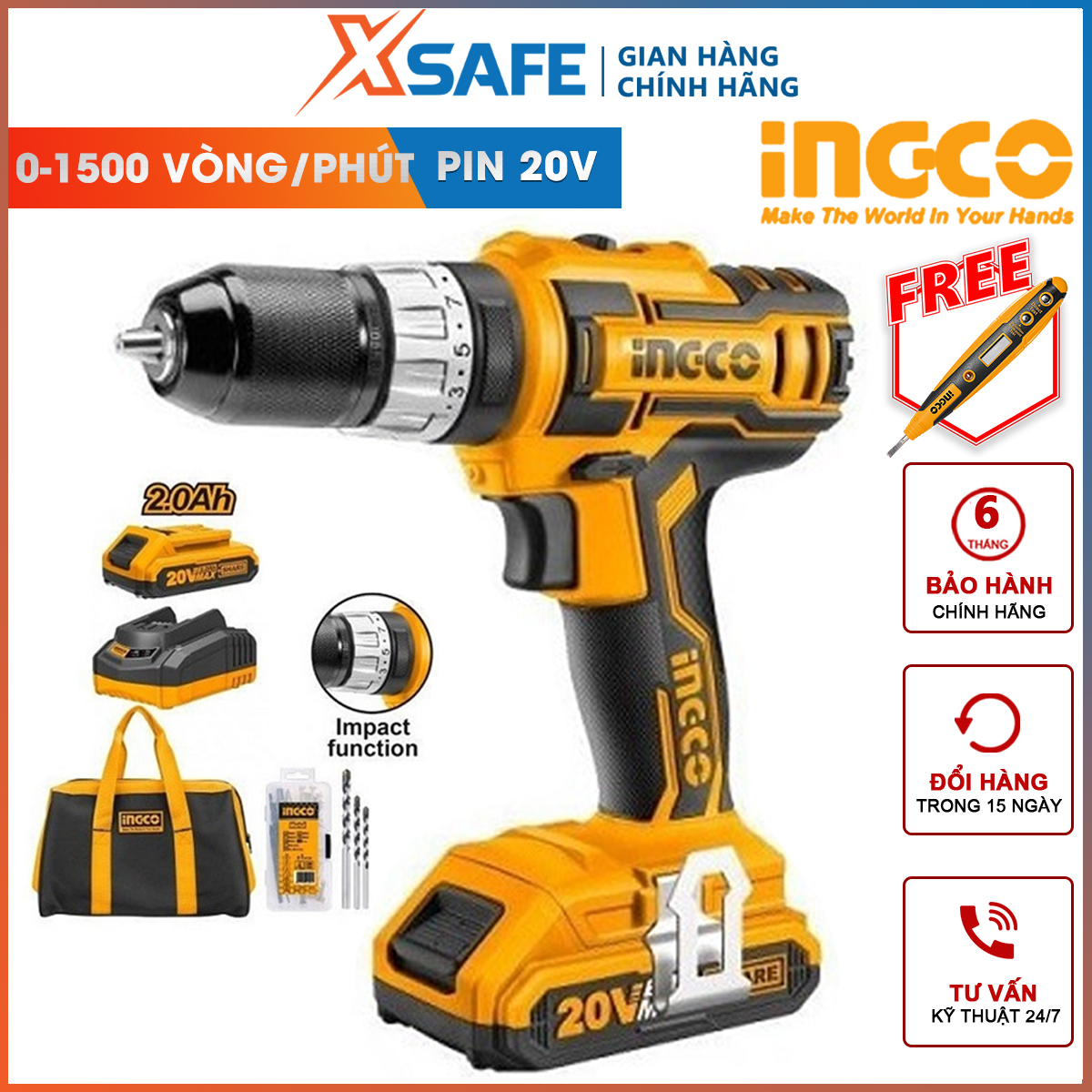 Hammer drill machine battery ingco CIDLI2002 | fasten screw potentiometer 20V, two speed 0-400/0-1500/min, no-load speed: 22500/min, maximum torque great 45nm, likely top pair 0.85- 10mm, voltage charger 220V-240V ~ 50/60Hz with heat resistance