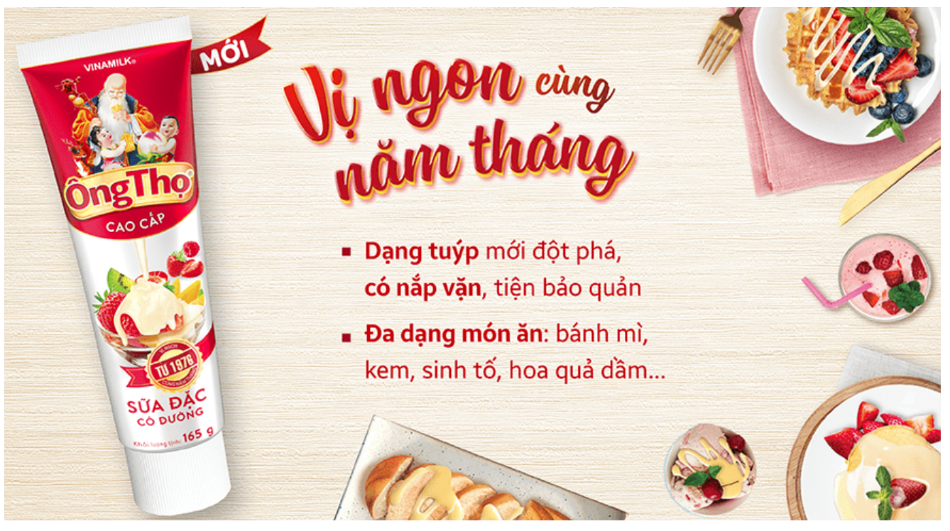 SỮA ĐẶC CÓ ĐƯỜNG ÔNG THỌ ĐỎ TUÝP 165G