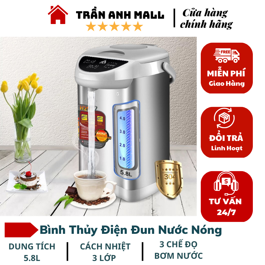 Bình thủy điện đun nước nóng 5.8l - phíc đun nước nóng công nghệ nhật bản - bình đun nước siêu tốc