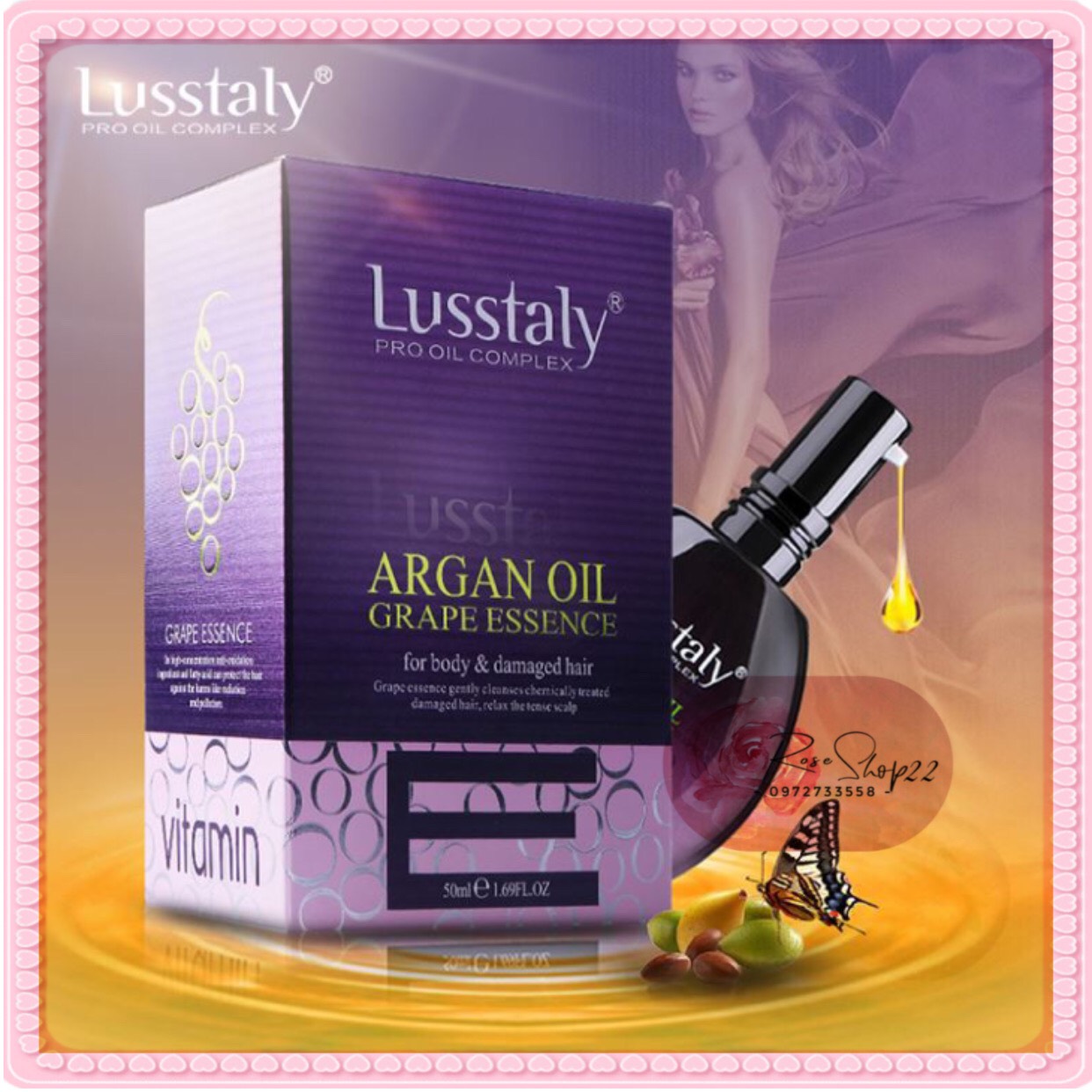 Tinh dầu dưỡng tóc bóng mượt Lusstaly Argan Oil 50ML