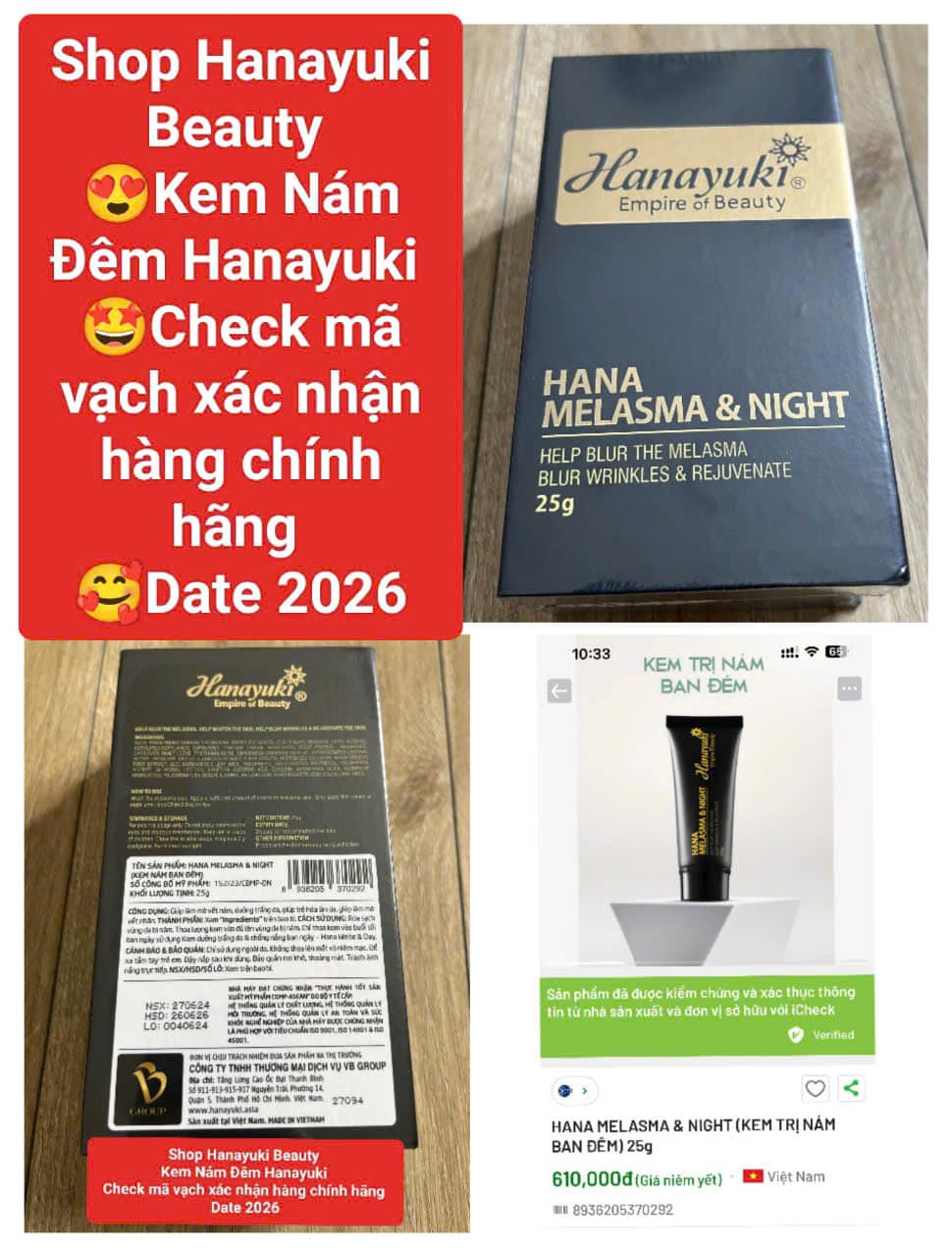 [Chính hãng Hanayuki Date 2027] Kem Nám Đêm Hanayuki Hana Melasma Night