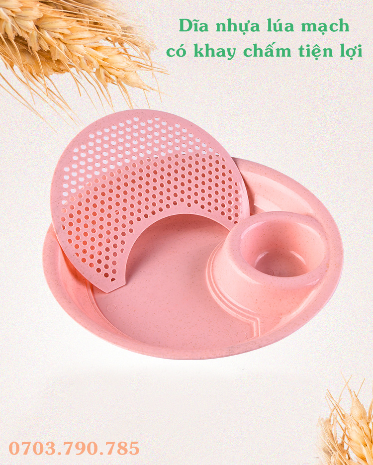 [HCM]Dĩa Nhựa Lúa Mạch Có Chén Chấm Tiện Lợi - ĐK 25cm