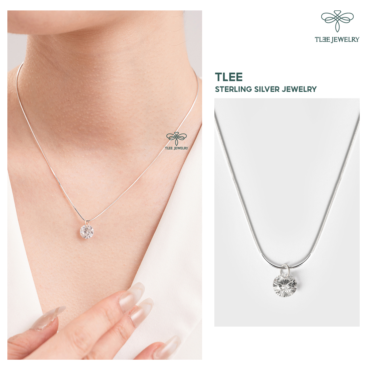 Dây chuyền bạc nữ TLEE mặt nụ đá sang trọng TleeJewelry D0133