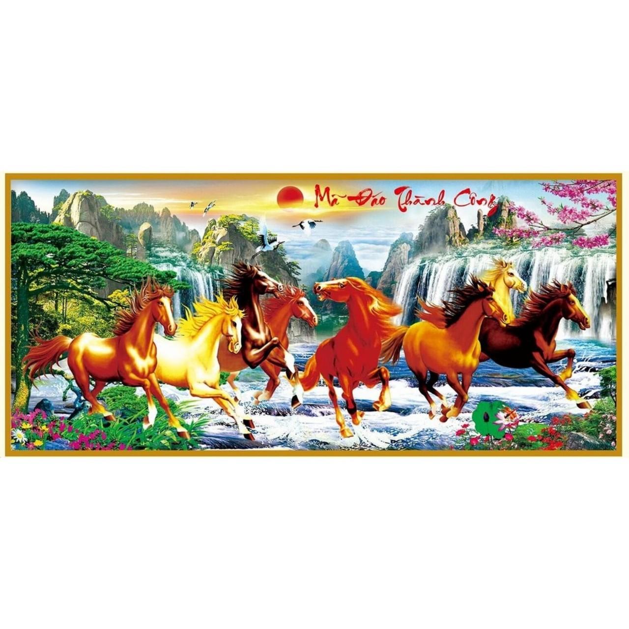 Tranh thêu 3d mã đáo thành công 97x49cm