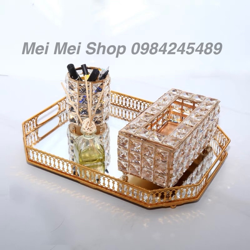 Hộp đựng giấy ăn pha lê trong