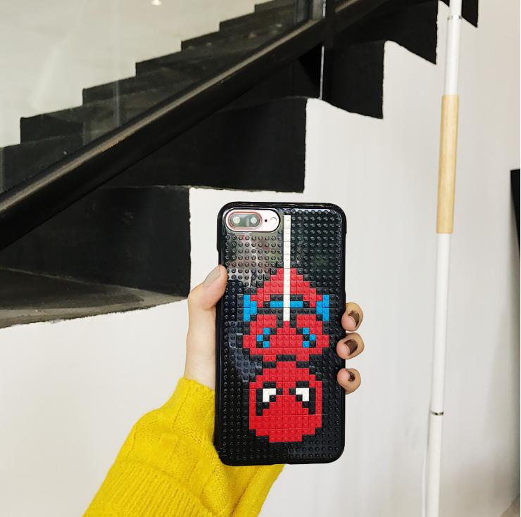 Ốp lưng Iphone 7 plus, iphone 8 plus lắp ghép lego mẫu siêu anh hùng spiderman