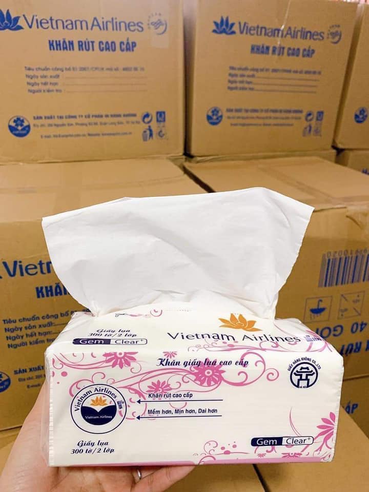 Khăn Giấy Lụa Cao Cấp VN Airlines 1 gói 300 tờ/3 lớp