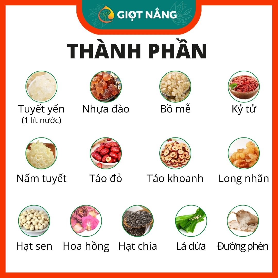 Set nguyên liệu nấu chè dưỡng nhan tuyết yến 25 30 chén đồ ăn healthy làm đẹp giảm cân từ Nông Sản Sạch Giọt Nắng