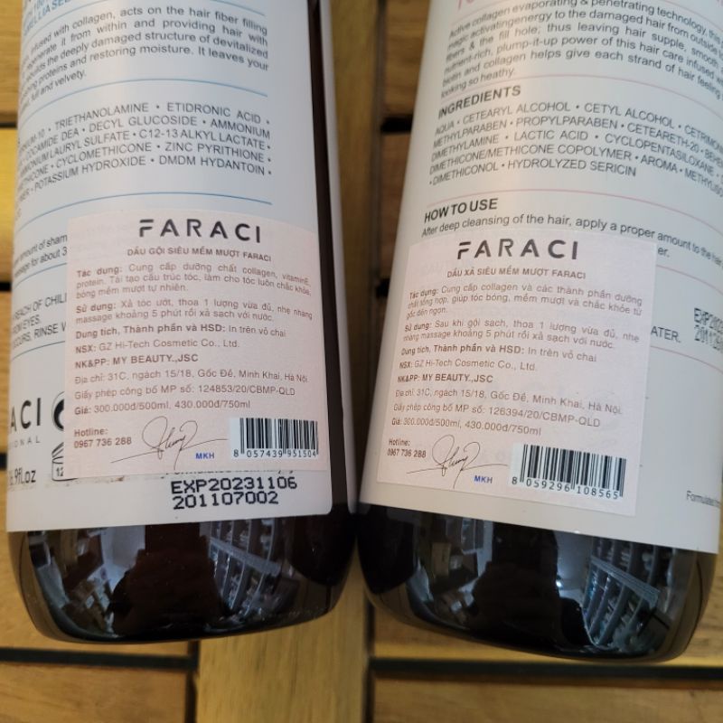 (Chính hãng công ty) Dầu Gội Xả Faraci Siêu Mềm Mượt 750ml