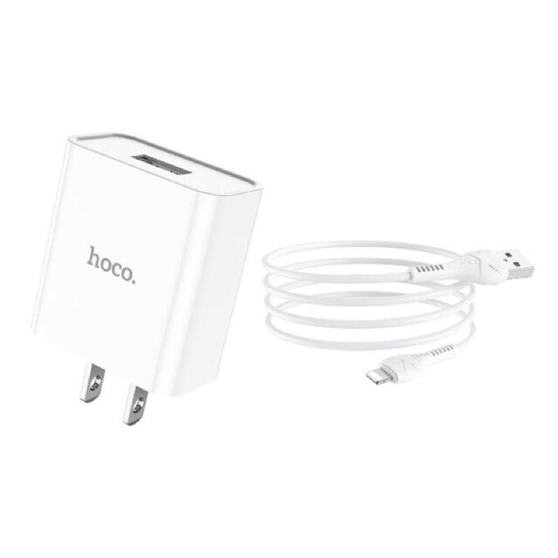 Bộ sạc nhanh hoco c81 cổng 1 cổng usb 2.1a có 2 dòng chân lightning và micro - bộ cốc sạc hoco c81 nhỏ gọn