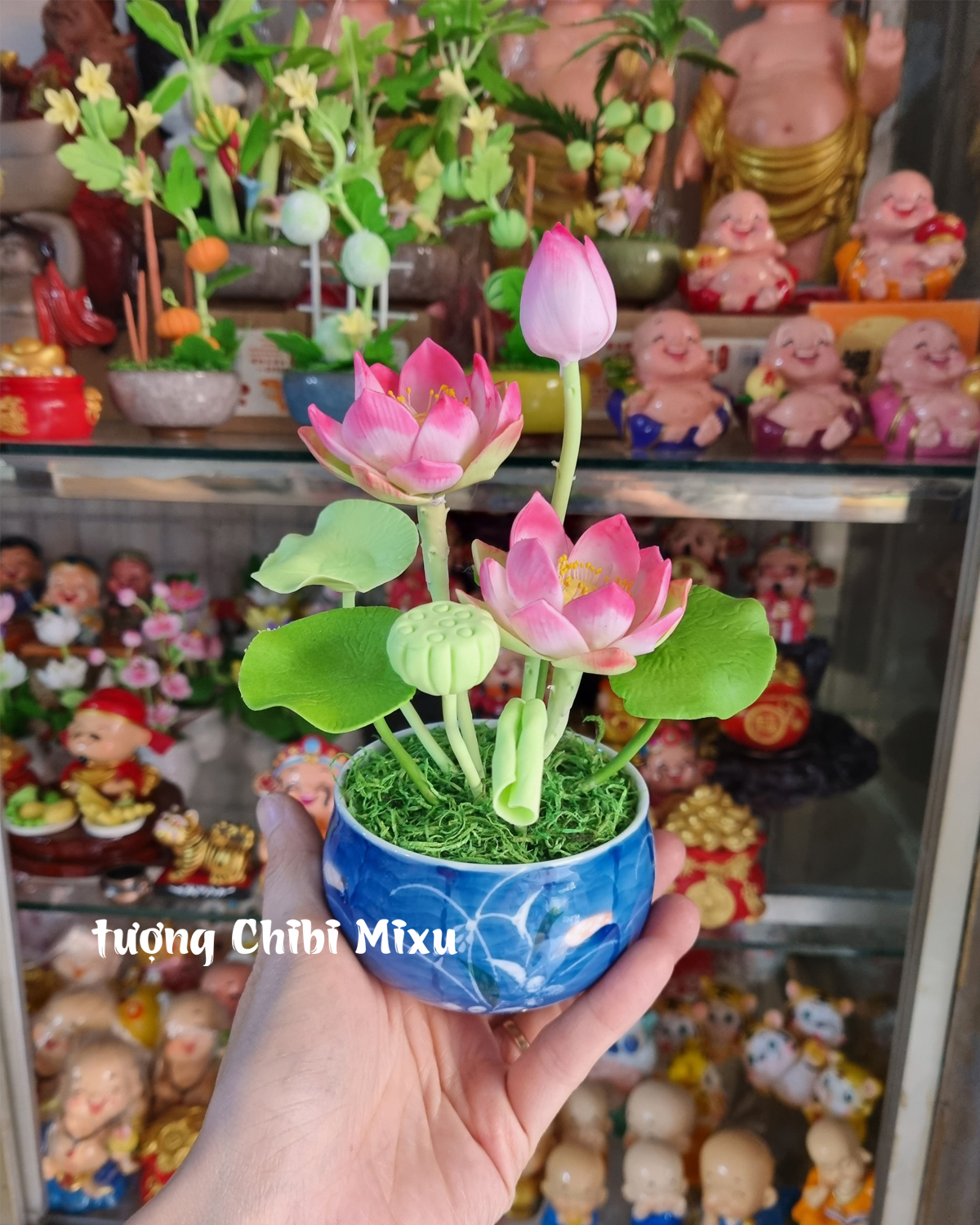 Chậu hoa sen bằng đất sét Nhật 20cm