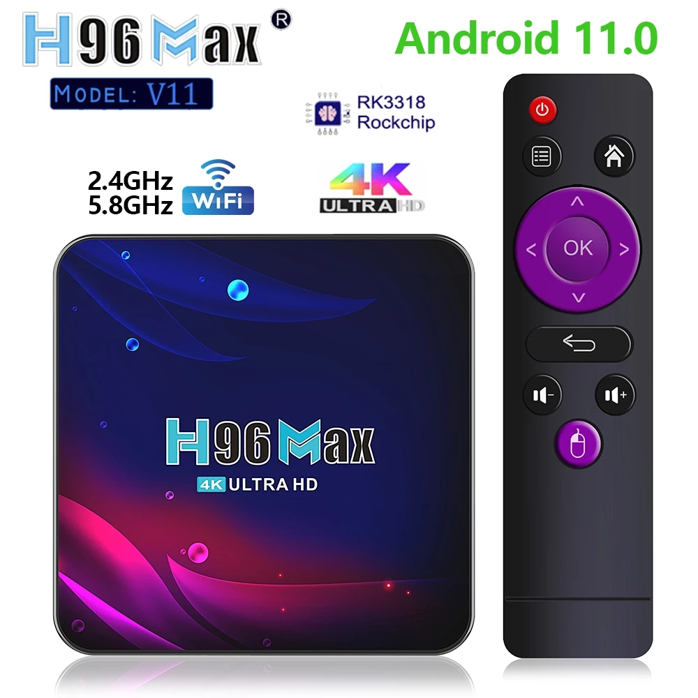 AQAZ NEW H96 Max V11 Smart Tv Box Android 11.0 RK3318 Quad