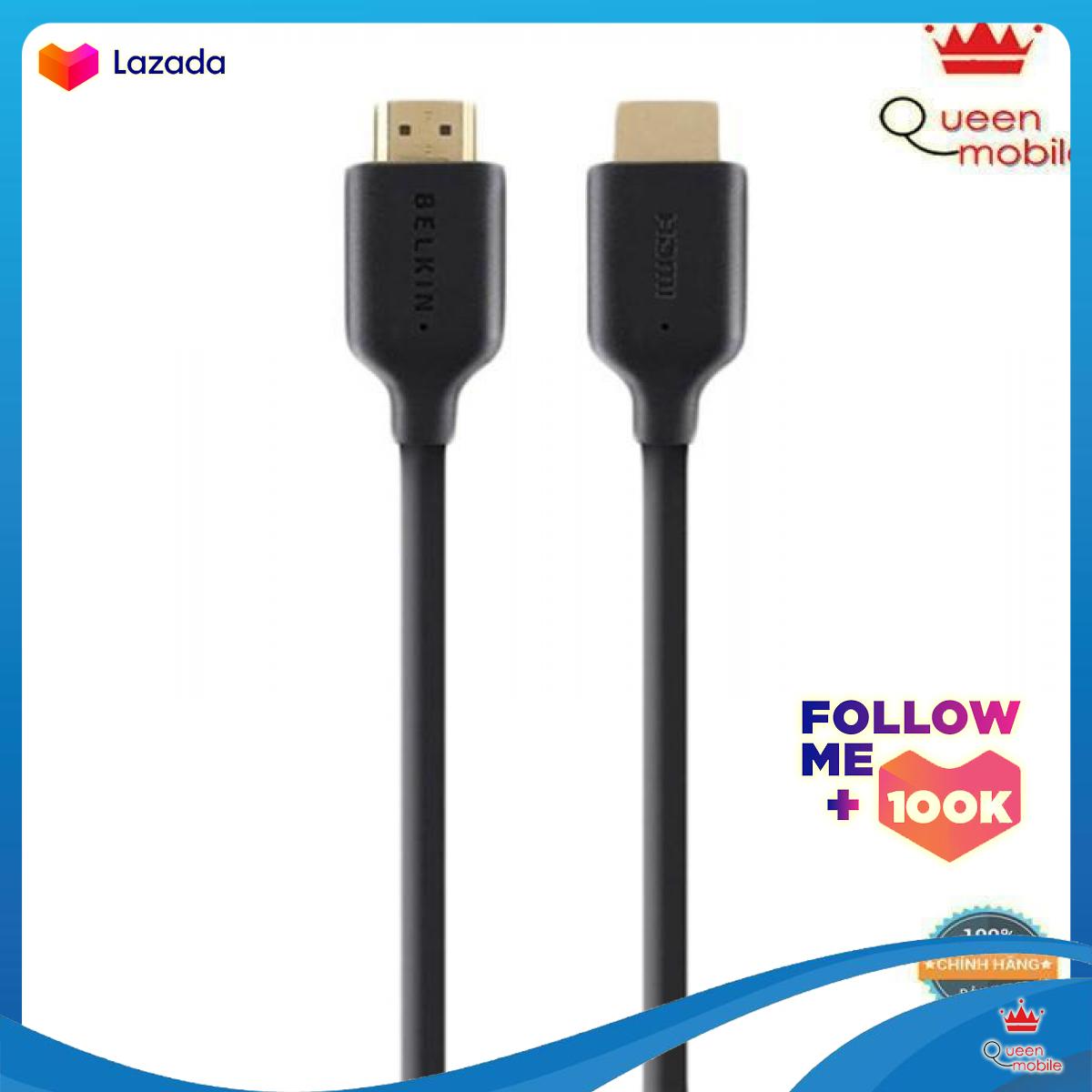 Cáp belkin hdmi to hdmi 5m ethernet, 4k, full 3d, gold plate connector - f3y021qe5m