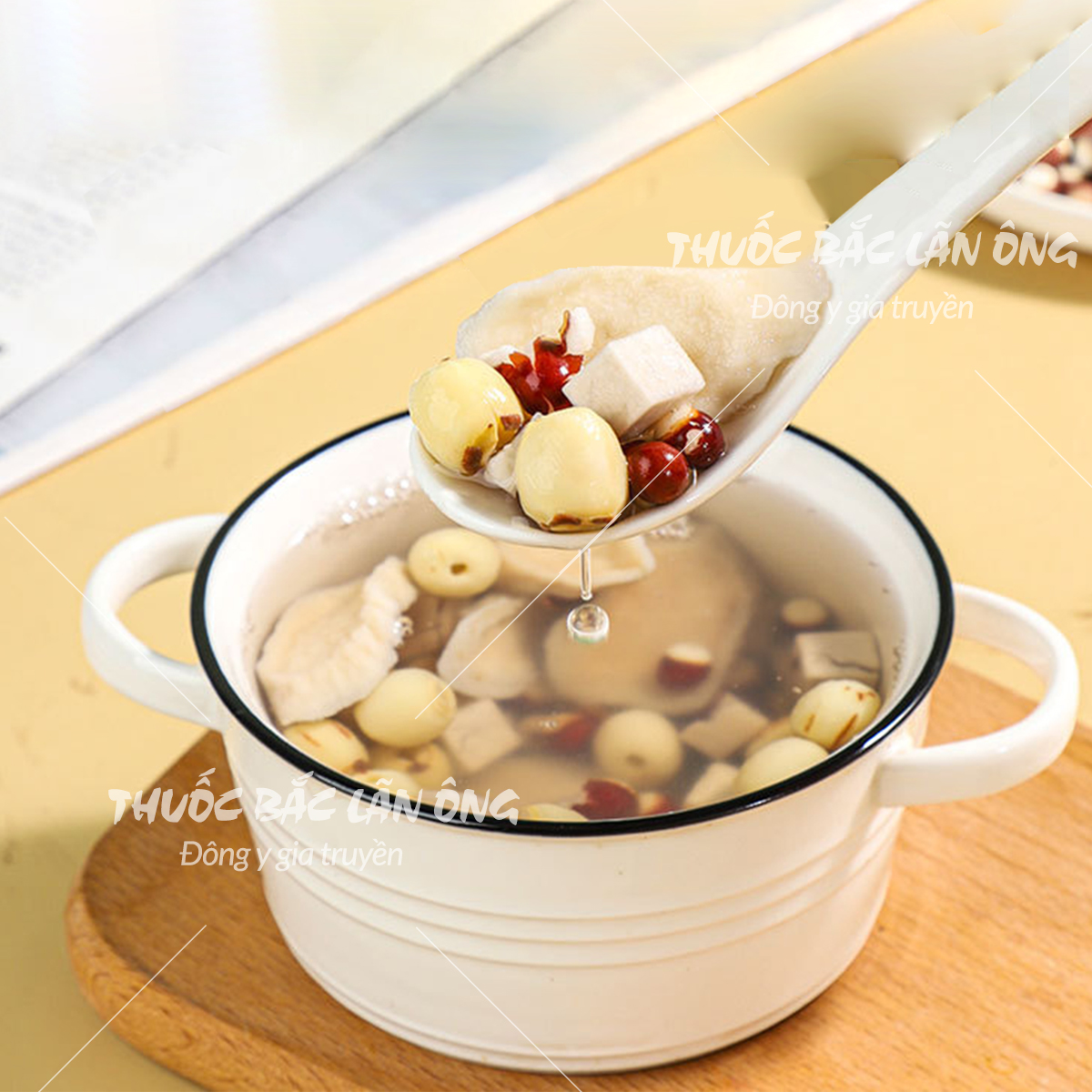 Canh dưỡng sinh tứ thần, set canh dưỡng sinh mix sẵn gồm hạt sen, khiếm thực, hoài sơn, bạch linh,...
