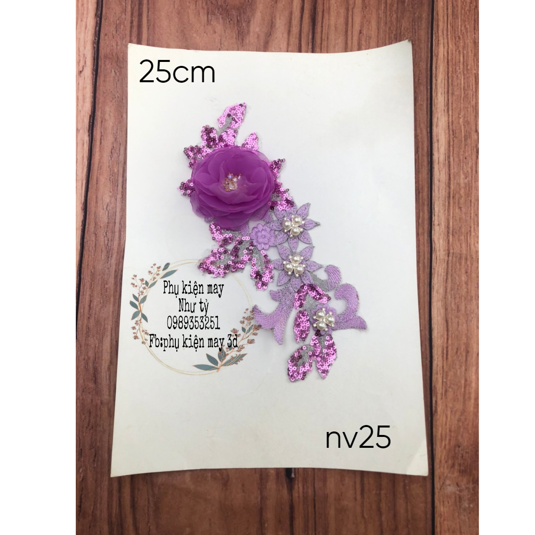 tấm ren thêu kim sa 25cm