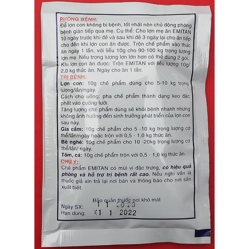 25 gói emitan (tiêu chảy heo nái,heo con)