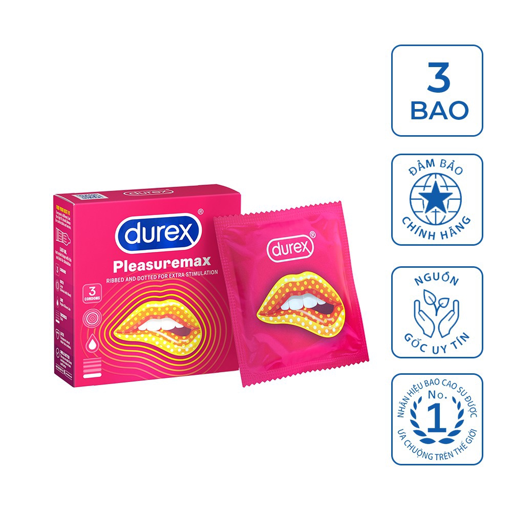 Bao cao su Durex Pleasuremax 3 bao / hộp