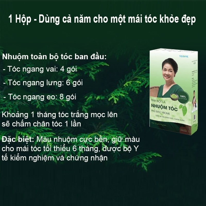 TINH BỘT LÁ NHUỘM TÓC PHỦ BẠC YBOME TỪ LÁ CÂY RỪNG