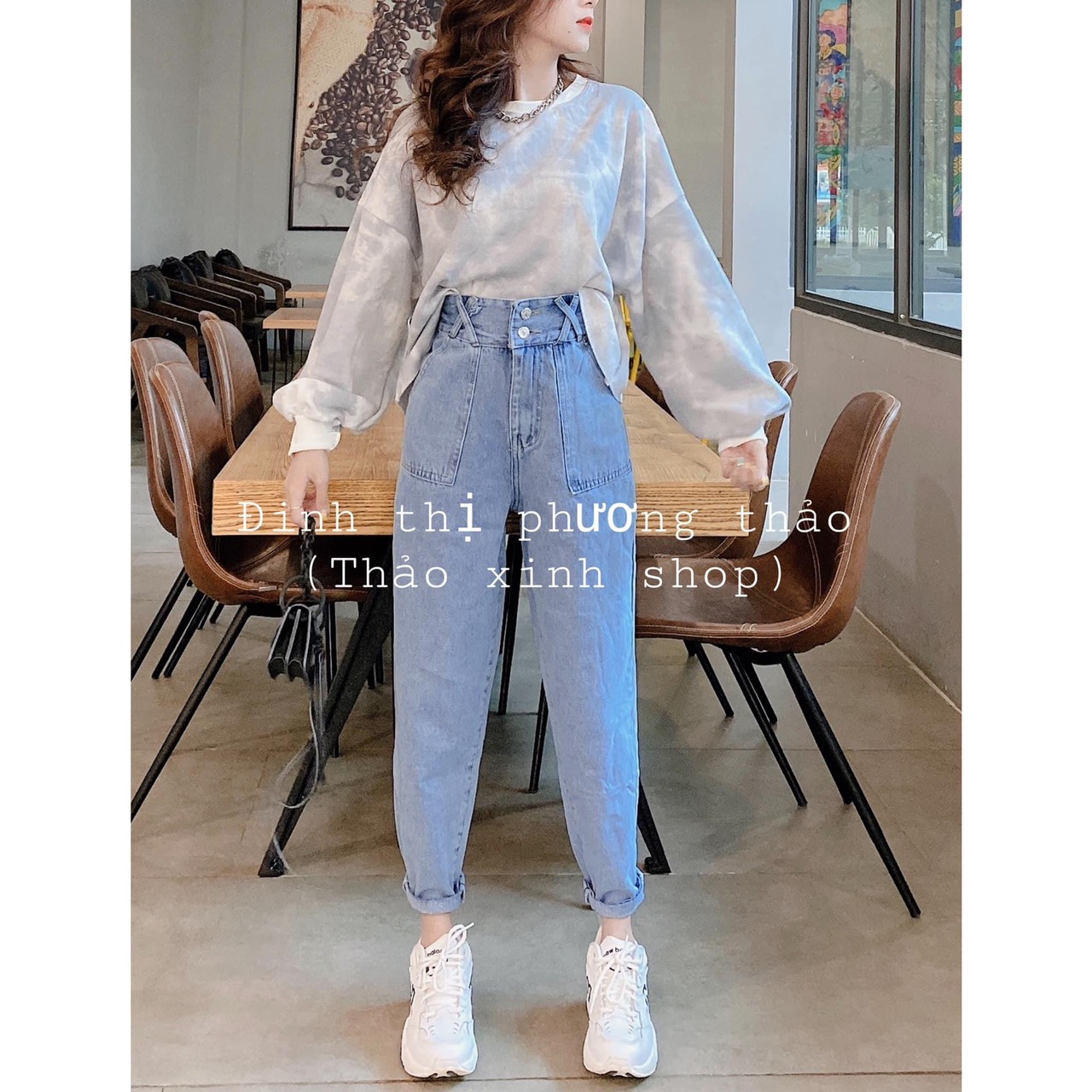 BAGGY 2 NÚT Lưng cao túi đắp