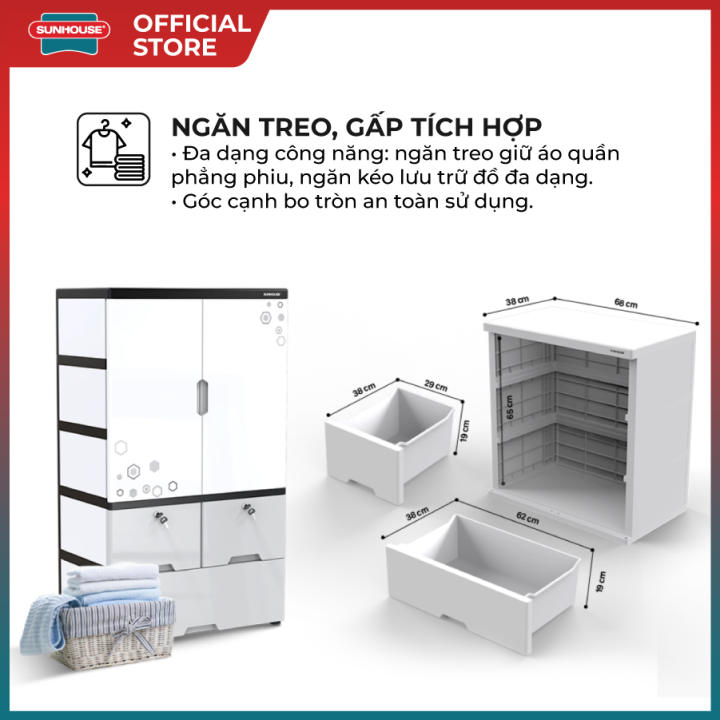 Tủ nhựa 2 cánh 3 ngăn Happy Family Sunhouse KS-CA1177F3 - Hình ảnh 5