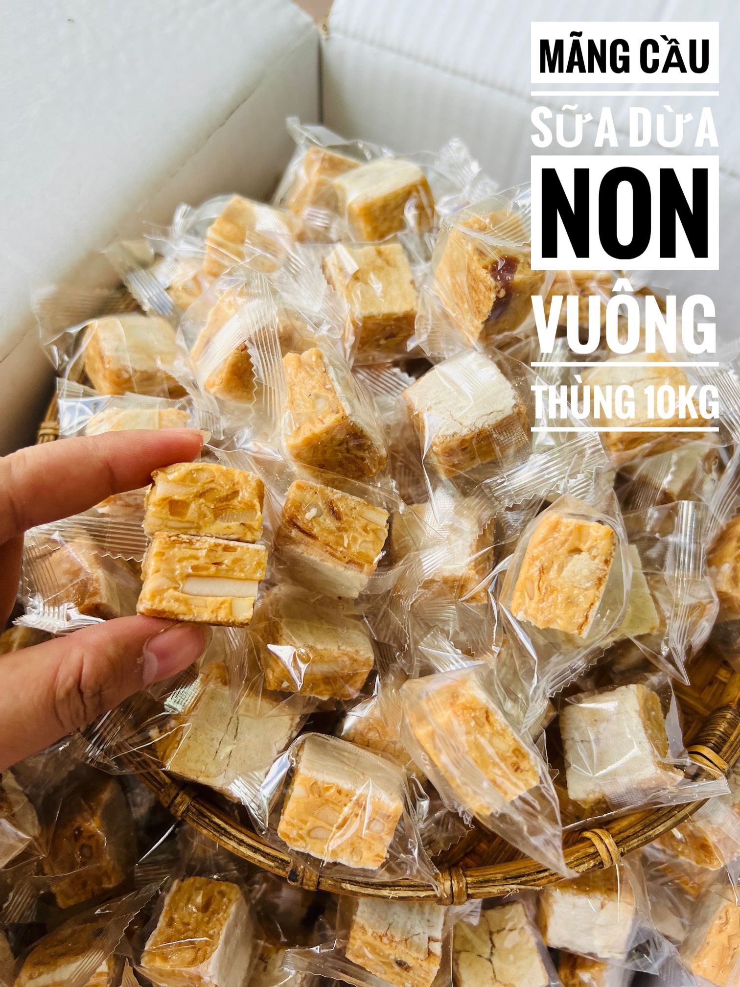 Kẹo mãng cầu sữa dừa non vuông