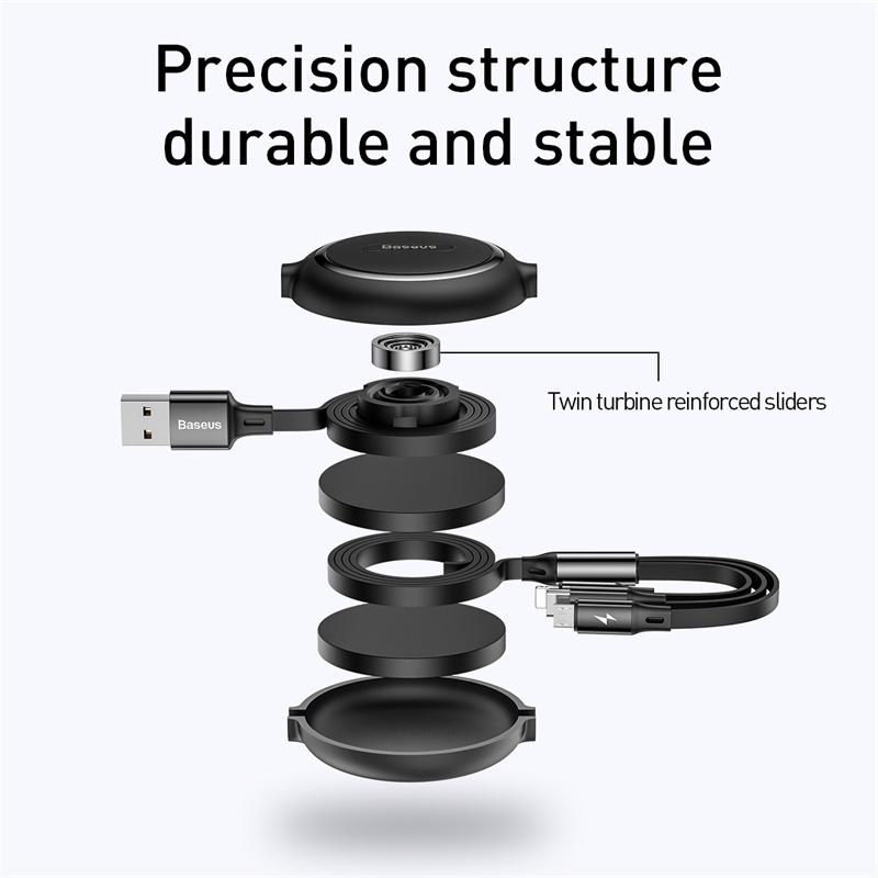 Cáp sạc dây rút 3 đầu Baseus Golden Loop 3 in 1 Elastic (3.5A, Type C/ Lightning/ Micro USB, Adjustable, Fast Charge)