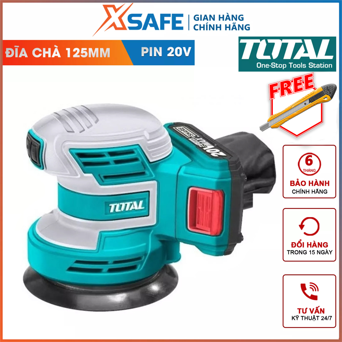 Sanding machine round battery total TROSLI2001 sanding machine wall, wood portable battery 20V no-load speed: 10000/min, scrub disk: 125mm [XTools] [xsafe]