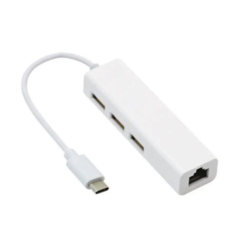 Cáp chuyển đổi USB type-C ra 3 cổng USb và cổng Lan RJ45