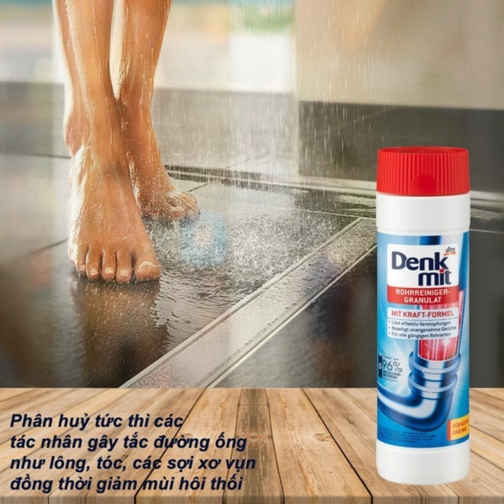 Bột Vệ Sinh Đường Ống Denkmit 600gr Đức Chính Hãng – Làm Sạch, Khử Mùi, Giữ Cống Thoáng Sạch