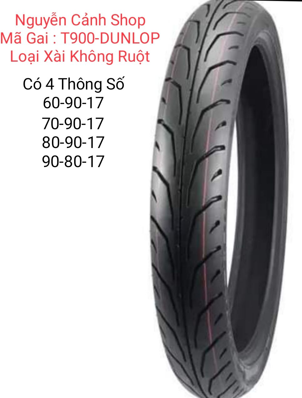 Vỏ Camel DUNLOP Không Ruột 60-70-80-90-17 in, cam kết đúng sản phẩm