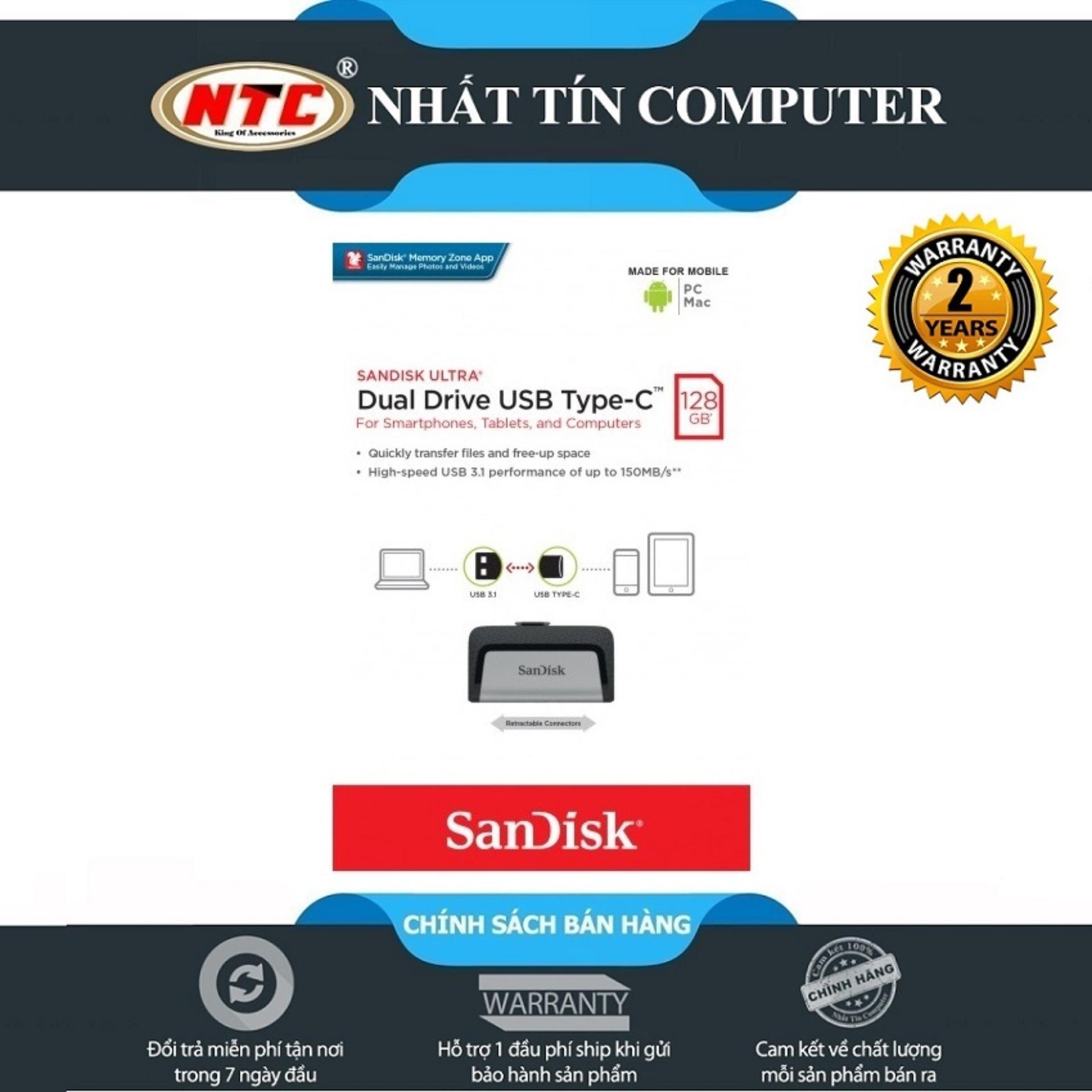 USB OTG Sandisk Ultra Dual Type-C 3.1 128GB 150MB/s (Bạc)