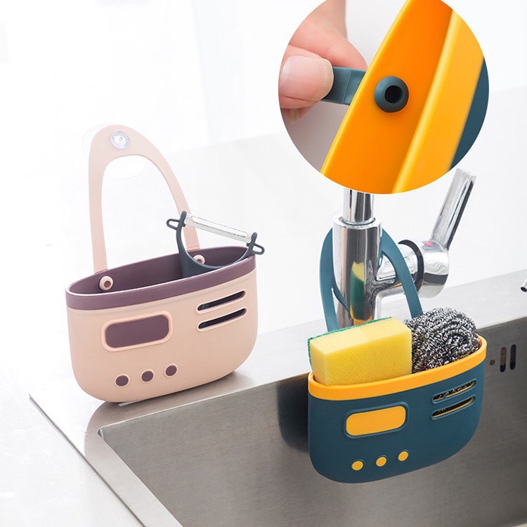 Giỏ nhựa treo bồn rửa chén, treo đồ đa năng, miếng rửa bát