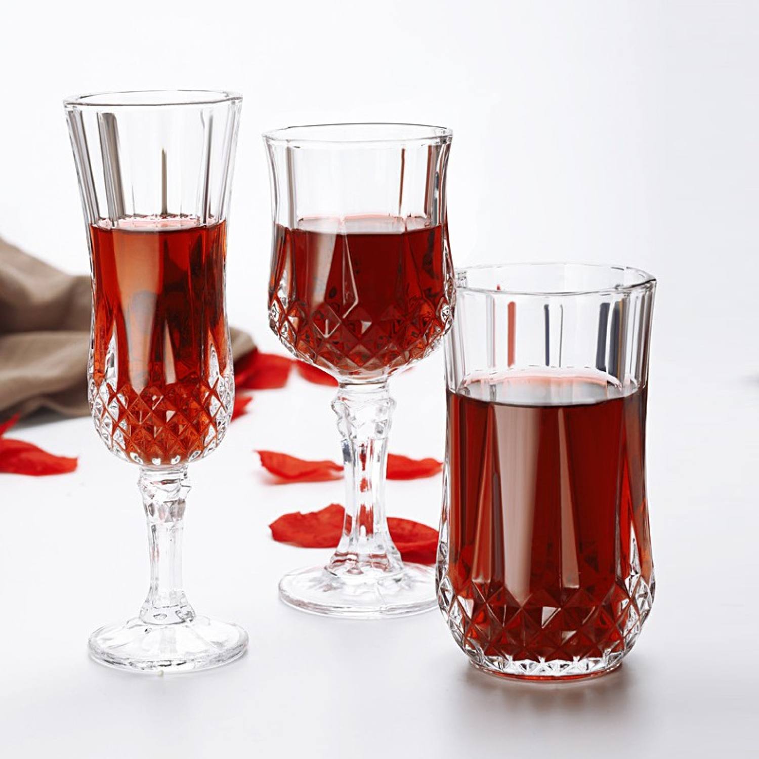 Cocktail Flute Glass - Ly Thuỷ Tinh Khứa Cạnh