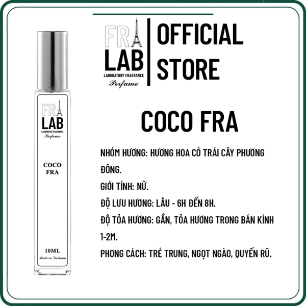 Tinh dầu nước hoa nữ fralab coco fra mademoiselle edp 10ml, thanh lịch, quý phái, sang trọng