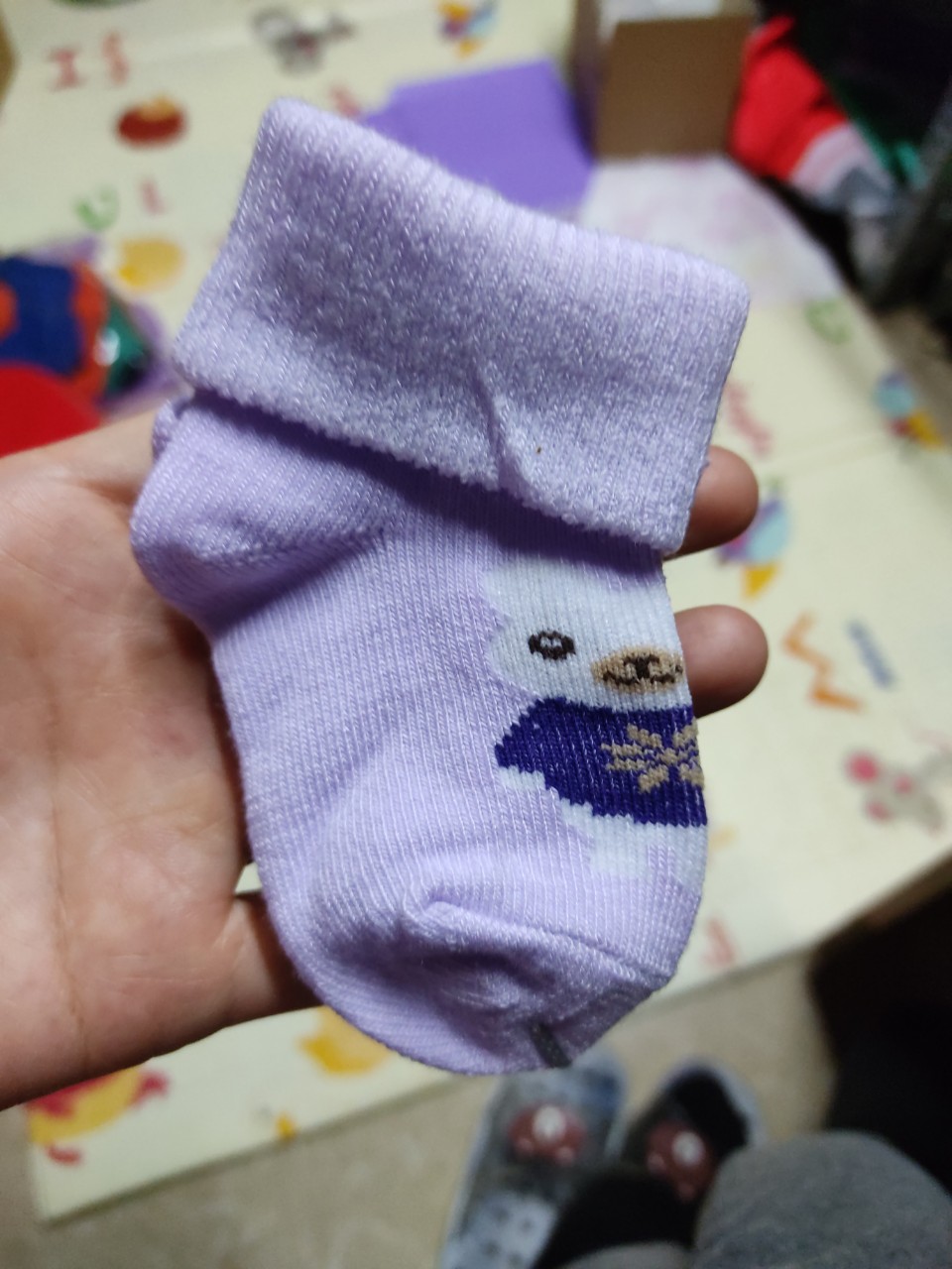 2 đôi tất len sơ sinh cổ cao cho bé 0-4 tháng