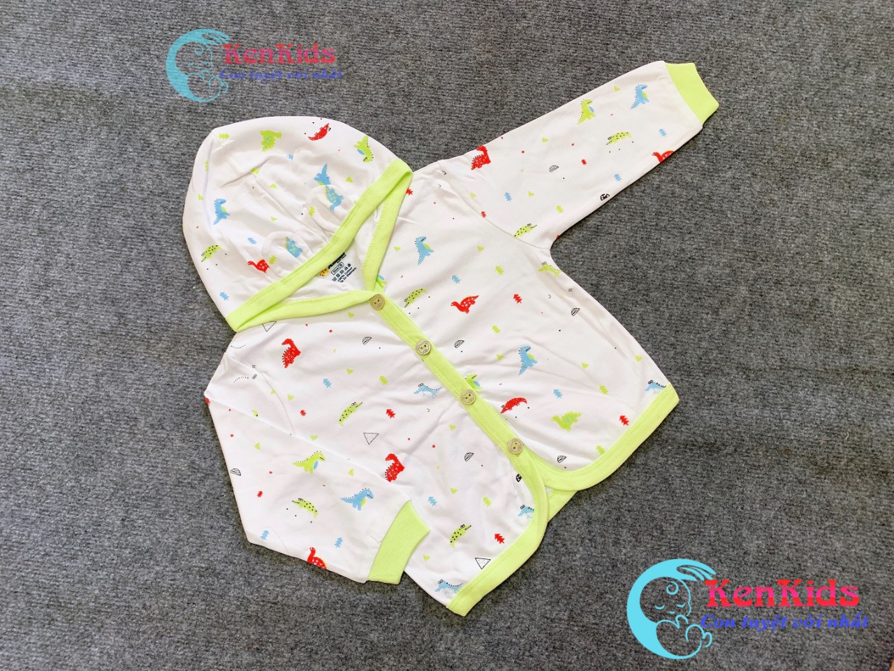 (3-16kg) Áo khoác nón họa tiết - thun cotton cho bé