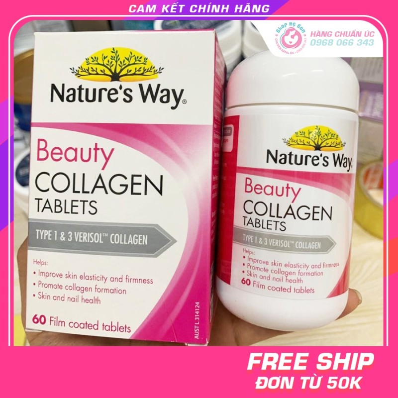 Collagen viên Natures Way Beauty Collagen Booster 60 viên - Xuất xứ Úc(Vỏ mới )