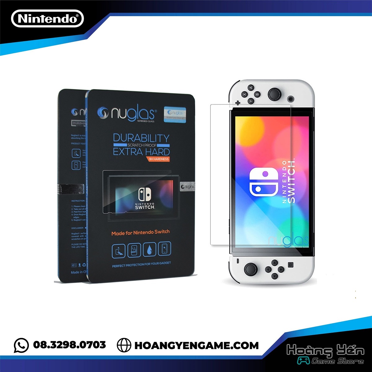 Cường Lực Nintendo Switch Oled thương hiệu Nuglas